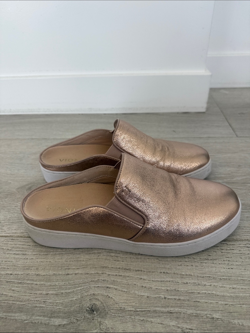 Vionic Metallic Rose Gold Slip-On Mule Sneakers
